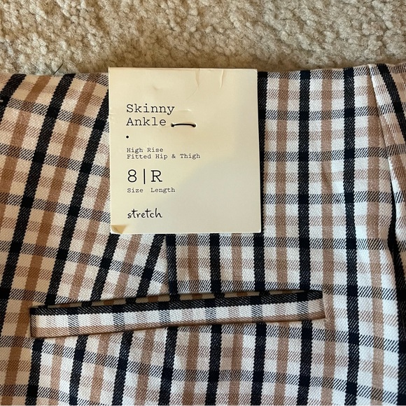 NWT A New Day Skinny Ankle High Rise Tan Plaid Pants - Picture 6 of 6